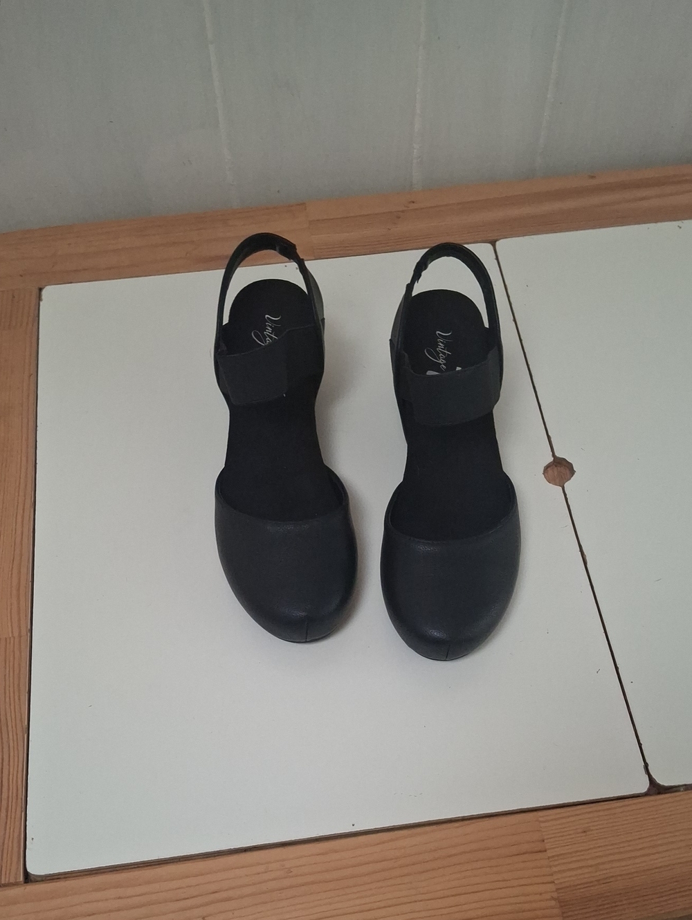Black Slingback Mary Jane Clogs by Unbranded